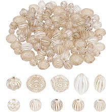 CHGCRAFT 100pcs 10 Styles Plating Acrylic Beads Golden Metal Enlaced Bead for DIY Jewelry Making Bracelets Set Box Package Transparent