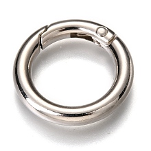 Honeyhandy Zinc Alloy Spring Gate Rings, O Rings, Platinum, 25x4mm, Inner Diameter: 16.5mm