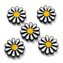 Alloy Enamel Beads, Daisy, White, 19.5x19.5x4mm, Hole: 1.4mm