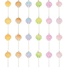 ARRICRAFT 24 Pcs Candy Resin Pendants, Colorful Paillette Candy Pendant Charm Resin Lollipop Shape Charm with Platinum Iron Loopand for Art Craft Jewelry Making