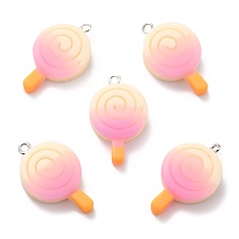 ARRICRAFT Ice Pop Resin Pendants, with Platinum Tone Iron Loop, Imitation Food, Lollipop, Moccasin, 29x17.5x6mm, Hole: 2mm