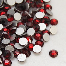 Honeyhandy Glass Flat Back Rhinestone, Grade A, Back Plated, Faceted, Half Round, Siam, 4.6~4.8mm, about 1440pcs/bag