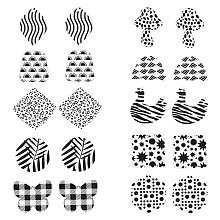 SUPERFINDINGS 20Pcs 10 Styles Minimalist Black and White Charm Printed Acrylic Mixed Pattern Pendants Mushroom Trapezoid Butterfly Charms Pendants for Earring Jewelry Making DIY Craft,Hole: 1.4~1.8mm