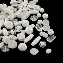 NBEADS 500g Mixed Shapes White Acrylic Beads