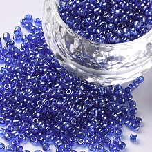 Honeyhandy Glass Seed Beads, Trans. Colours Lustered, Round, Blue, 2mm, Hole: 1mm, 30000pcs/pound