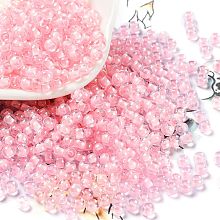 Glass Bead, Inside Colours, Round Hole, Round, Pink, 4x3mm, Hole: 1.4mm, 7650pcs/pound