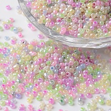 Honeyhandy 12/0 Ceylon Pearl Luster Plated Round Glass Seed Beads, Mixed Color, 2~3x1.5~2mm, Hole: 0.8~1mm, about 37500pcs/pound