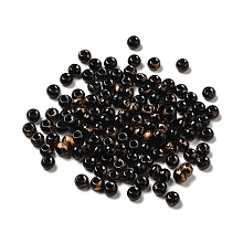 Honeyhandy 6/0 Opaque Glass Seed Beads, Round Hole, Rondelle, Black, 4~4.5x3~4mm, Hole: 0.8~1.5mm