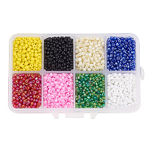 PandaHall Elite 8/0 Round Glass Seed Beads Diameter 3mm Multicolor Loose Beads for DIY Craft, about 4200pcs/box