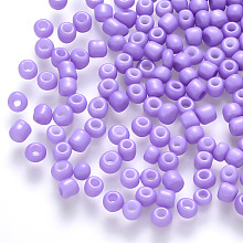 Honeyhandy 12/0 Baking Paint Glass Round Seed Beads, Lilac, 1.5~2x1.5mm, Hole: 0.5~1mm, about 30000pcs/pound