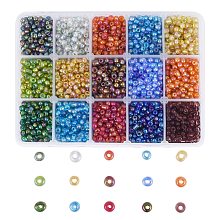 Honeyhandy 345~375G 15 Styles 6/0 Glass Seed Beads, Transparent, Round, Mixed Color, 23~25g/style