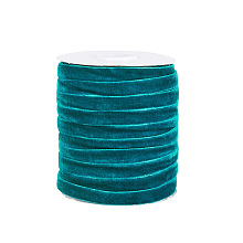 Honeyhandy Single Face Velvet Ribbon, Dark Cyan, 3/8 inch(9.5~10mm), about 50yards/roll(45.72m/roll)