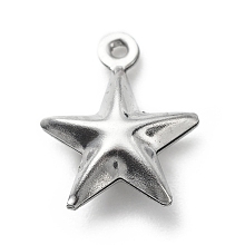 Honeyhandy 304 Stainless Steel Pendants, Star Charms, Stainless Steel Color, 14.3x11.8x4.6mm, Hole: 1mm