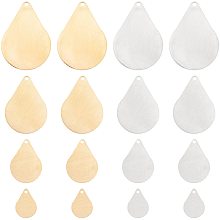 DICOSMETIC 16Pcs 4 Size 2 Colors Stainless Steel Teardrop Pendants Drop Blank Charms Teardrop Stamping Blank Tag Metal Name Message Charms for Jewelry Making DIY Findings