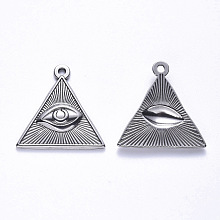 Honeyhandy 304 Stainless Steel Pendants, All Seeing Eye, Stainless Steel Color, 25.5x25x3mm, Hole: 1.8mm