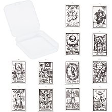 SUNNYCLUE 12Pcs 12 Style Stainless Steel Tarot Card Tarot Card Charms Necklace Pendant Dainty Tarot Jewelry Charms for DIY Original Jewelry Accessories