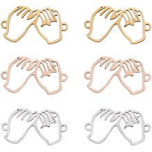 UNICRAFTALE 3 Colors About 6pcs Textured Hand Links Stainless Steel Links 22.5mm Long Hollow Charm Connector Metal Charm Linking Pendant for Jewelry Making