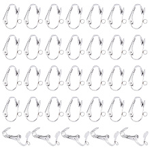 Unicraftale 50Pcs 304 Stainless Steel Clip-on Earrings Findings, with Horizontal Loops, for Non-pierced Ears, Stainless Steel Color, 16x12x7.5mm, Hole: 1.8mm