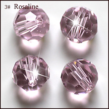 Honeyhandy Imitation Austrian Crystal Beads, Grade AAA, Faceted, Round, Pink, 4mm, Hole: 0.7~0.9mm