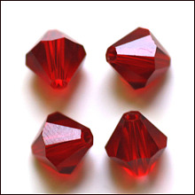 Honeyhandy Imitation Austrian Crystal Beads, Grade AAA, Faceted, Bicone, Dark Red, 4x4mm, Hole: 0.7~0.9mm