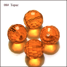 Honeyhandy Imitation Austrian Crystal Beads, Grade AAA, Faceted, Round, Orange, 10mm, Hole: 0.9~1mm