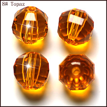 Honeyhandy Imitation Austrian Crystal Beads, Grade AAA, Faceted, Round, Orange, 6mm, Hole: 0.7~0.9mm