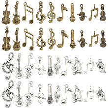 PH PandaHall 120pcs Music Charms, 20 Styles Musical Instrument Pendants Notes Symbol Charms Music Elements Charm Microphone Violin Guitar Charms for Necklace Bracelet Earrings Keychain Jewelry Making