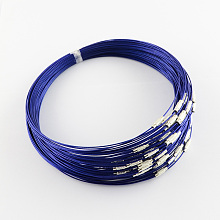 Honeyhandy Stainless Steel Wire Necklace Cord DIY Jewelry Making, with Brass Screw Clasp, Midnight Blue, 17.5 inchx1mm, Diameter: 14.5cm