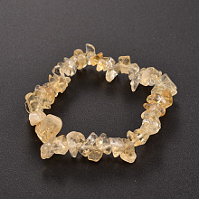 Honeyhandy Chips Natural Citrine Beaded Stretch Bracelets, 1-3/4 inch(4.5cm)