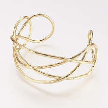 Honeyhandy Brass Cuff Bangle, Real 18K Gold Plated, 1-3/4 inchx2-1/8 inch(48x54mm)