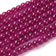 Honeyhandy Spray Painted Crackle Glass Beads Strands, Round, FireBrick, 4mm, Hole: 1.1~1.3mm, about 200pcs/strand, 31.4 inch