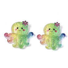 Honeyhandy Resin Cabochons, with Glitter Powder, Octopus, Colorful, 21x22x5.5mm