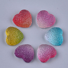 Honeyhandy Translucent Resin Cabochons, Imitation Jelly, Heart, Mixed Color, 15.5x17x7mm