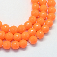 Honeyhandy Baking Painted Glass Round Bead Strands, Dark Orange, 8.5~9mm, Hole: 1.5mm, about 105pcs/strand, 31.8 inch