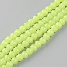 Honeyhandy Baking Painted Imitation Jade Glass Round Bead Strands, Green Yellow, 6.5mm, Hole: 1.5mm, about 145pcs/strand, 31.8 inch