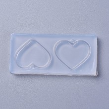 Honeyhandy Pendant Silicone Molds, Resin Casting Molds, For UV Resin, Epoxy Resin Jewelry Making, Heart, White, 30x63x5mm, Heart: 24x28mm, Hole: 2.5mm