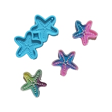 Honeyhandy Starfish Shape Pendant Silicone Molds, Resin Casting Molds, for UV Resin & Epoxy Resin Jewelry Making, Sky Blue, 80x41.5x4.5mm, Hole: 2mm, Inner Diameter: 38x30mm