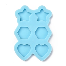 Honeyhandy Pendant Silicone Molds, Resin Casting Molds, For UV Resin, Epoxy Resin Jewelry Making, Star & Hexagon & Heart, Dark Cyan, 62x41.5x7mm