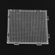 Honeyhandy Square Pegboards for 3x2.5mm Mini Fuse Beads, Clear, 75x75x2.5mm