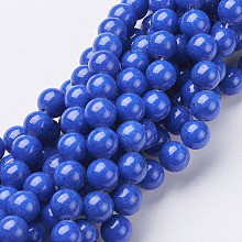 Honeyhandy Natural Mashan Jade Round Beads Strands, Dyed, Blue, 8mm, Hole: 1mm, about 51pcs/strand, 15.7 inch