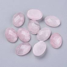 Honeyhandy Natural Rose Quartz Cabochons, Faceted, Oval, 18x13x6mm