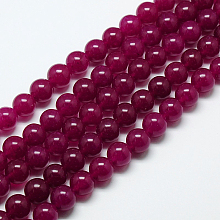 Honeyhandy Natural Malaysia Jade Bead Strands, Round Dyed Beads, Medium Violet Red, 6mm, Hole: 1mm, about 60pcs/strand, 15 inch