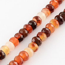 Dyed Natural Red Agate Stone Bead Strands, Faceted, Rondelle, Orange Red, 8x5mm, Hole: 1mm, about 80pcs/strand, 15.7 inch