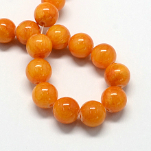 Honeyhandy Natural Dyed Yellow Jade Gemstone Bead Strands, Round, Dark Orange, 4mm, Hole: 0.5mm, about 95pcs/strand, 15.7 inch