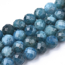 Honeyhandy Natural Apatite Beads Strands, Faceted, Round, 4~4.5x4mm, Hole: 1mm, about 49pcs/strand, 7.48 inch