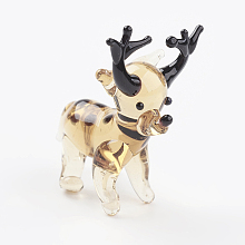 Honeyhandy Home Decorations, Handmade Lampwork Display Decorations, Christmas Reindeer/Stag, Goldenrod, 20~26x15~20x20~30mm