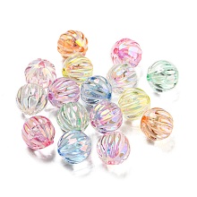 Honeyhandy UV Plating Transparent Acrylic Beads, AB Color Plated, Iridescent Pumpkin, Mixed Color, 11x11mm, Hole: 1.8mm