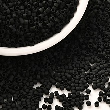 Honeyhandy Cylinder Seed Beads, Frosted Colors, Uniform Size, Black, 2x1.3~1.5mm, Hole: 0.8~1mm, about 888pcs/10g