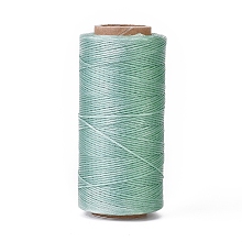 Honeyhandy Waxed Polyester Cord, Micro Macrame Cord, Waxed Sewing Thread, Flat, Aquamarine, 0.8mm, about 284.33 yards(260m)/roll