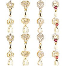 SUPERFINDINGS 16Pcs 4 Style Brass Micro Pave Cubic Zirconia Pendant Pinch Bails Gold Ice Pick Pinch Bails Long-Lasting Plated Bail for Jewelry Making